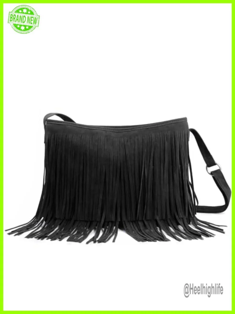 Faux Suede Leather Tassel Fringe Hobo Crossbody Shoulder Bag Sling Bag